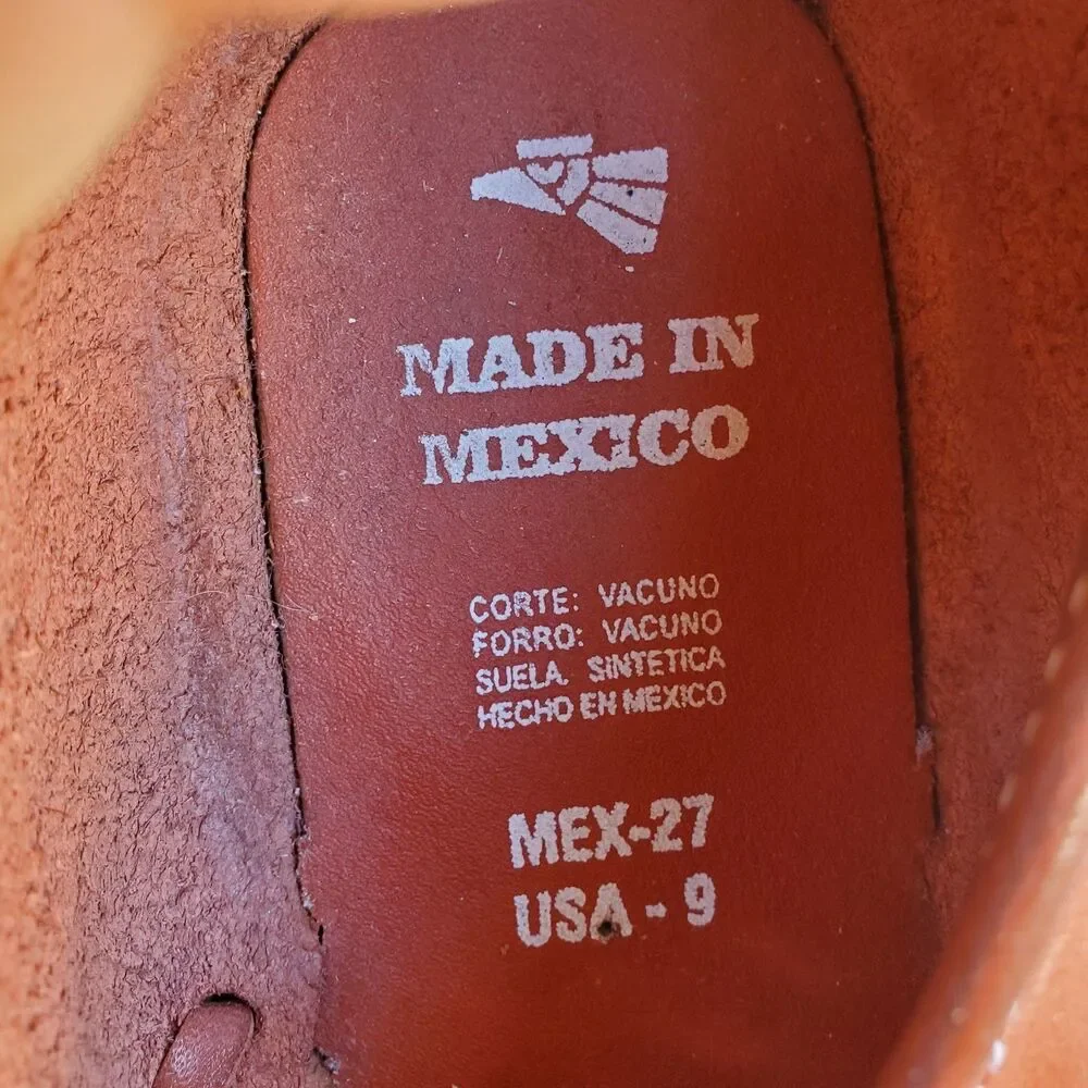 Mens Mexican Laces Leather Handmade Mexican Huarache Slip On Brown Leather